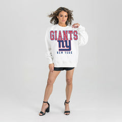 New York Giants Gameday Couture Women's Sunday Drives Oversized Crewneck Pullover Sweatshirt - White