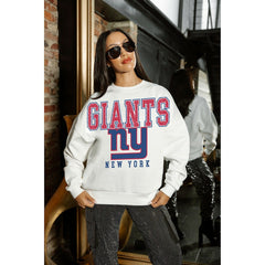 New York Giants Gameday Couture Women's Sunday Drives Oversized Crewneck Pullover Sweatshirt - White