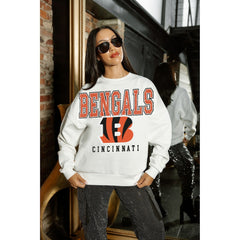 Cincinnati Bengals Gameday Couture Women's Sunday Drives Oversized Crewneck Pullover Sweatshirt - White