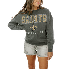 New Orleans Saints Gameday Couture Women's Oversized Bring The Energy Pullover Sweatshirt - Charcoal