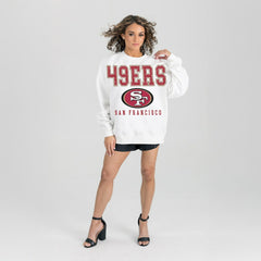 San Francisco 49ers Gameday Couture Women's Sunday Drives Oversized Crewneck Pullover Sweatshirt - White