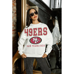 San Francisco 49ers Gameday Couture Women's Sunday Drives Oversized Crewneck Pullover Sweatshirt - White