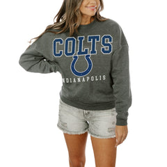 Indianapolis Colts Gameday Couture Women's Oversized Bring The Energy Pullover Sweatshirt - Charcoal