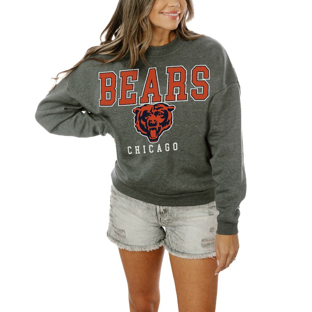 Chicago Bears Gameday Couture Women's Oversized Bring The Energy Pullover Sweatshirt - Charcoal