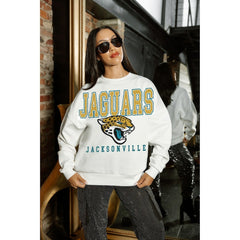 Jacksonville Jaguars Gameday Couture Women's Sunday Drives Oversized Crewneck Pullover Sweatshirt - White