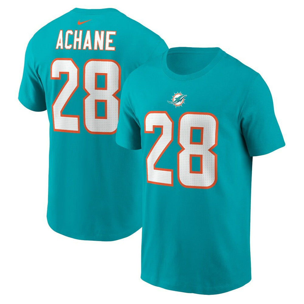 De’Von Achane Miami Dolphins Player Name & Number T-Shirt - Aqua T-shirts