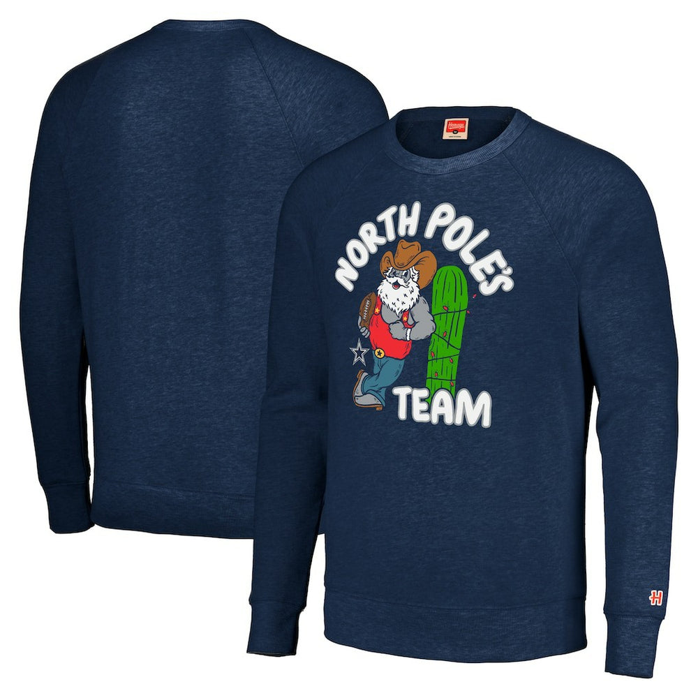 Dallas Cowboys Homage Unisex Holiday Raglan Tri-Blend Pullover Sweatshirt - Navy Pullover
