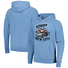 Detroit Lions Homage Unisex Holiday Raglan Tri-Blend Pullover Hoodie - Light Blue Hoodies