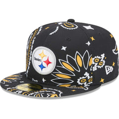 Pittsburgh Steelers New Era Paisley 59FIFTY Fitted Hat - Black Hats