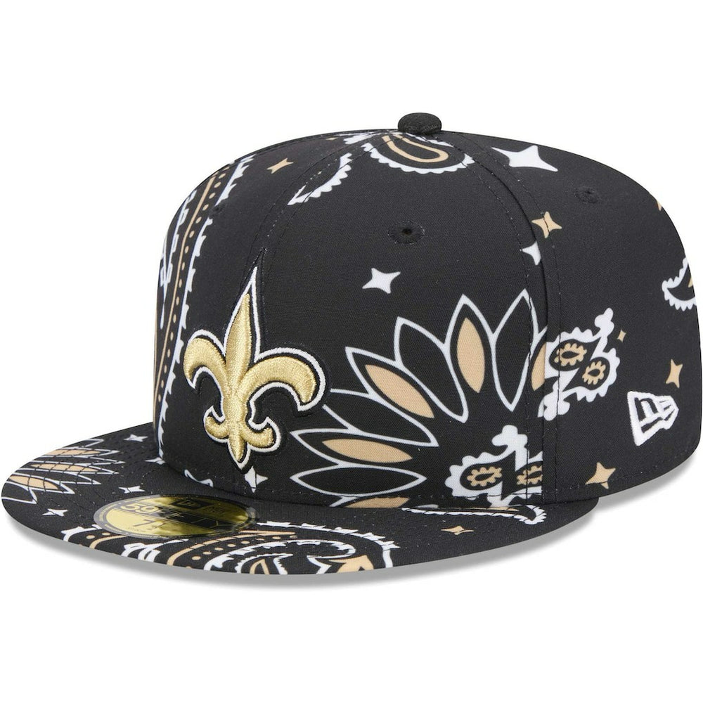 New Orleans Saints New Era Paisley 59FIFTY Fitted Hat - Black Hats
