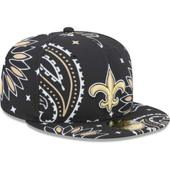 New Orleans Saints New Era Paisley 59FIFTY Fitted Hat - Black Hats