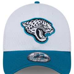 Jacksonville Jaguars New Era 2024 NFL Training Camp 39THIRTY Flex Hat - White/Teal Hats