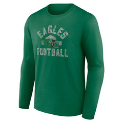 Philadelphia Eagles Gridiron Classics Retro Block Long Sleeve T-Shirt - Kelly Green T-shirts