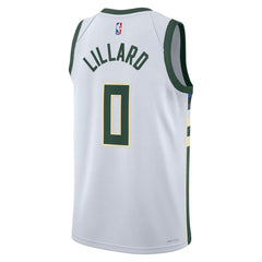 Damian Lillard Milwaukee Bucks Unisex Fear The Deer Swingman Player Jersey Association Edition White - Nike
