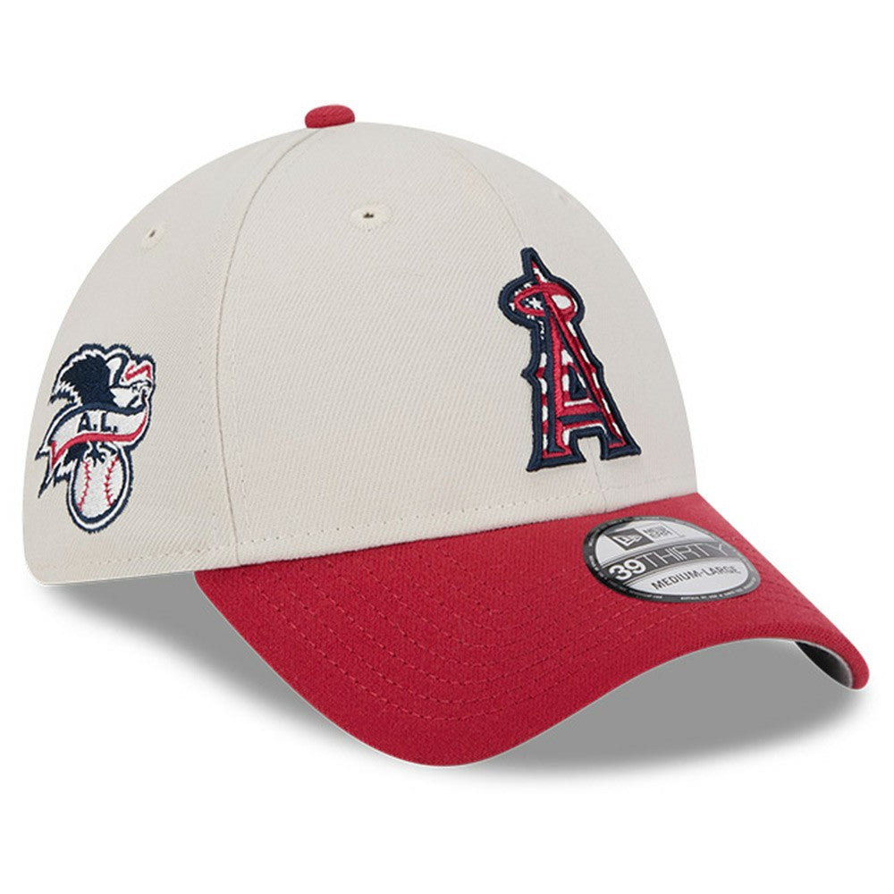 Los Angeles Angels New Era 2024 Fourth of July 39THIRTY Flex Hat - Khaki/Red Hats