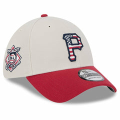 Pittsburgh Pirates New Era 2024 Fourth of July 39THIRTY Flex Hat - Khaki/Red Hats