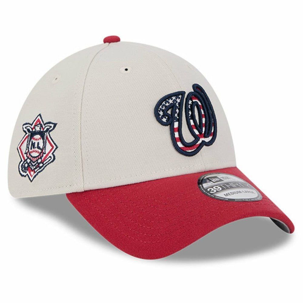 Washington Nationals New Era 2024 Fourth of July 39THIRTY Flex Hat - Khaki/Red Hats