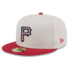 Pittsburgh Pirates New Era 2024 Fourth of July 59FIFTY Fitted Hat - Khaki/Red Hats