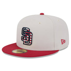 San Diego Padres New Era 2024 Fourth of July 59FIFTY Fitted Hat - Khaki/Red Hats