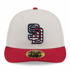 San Diego Padres New Era 2024 Fourth of July Low Profile 59FIFTY Fitted Hat - Khaki/Red Hats