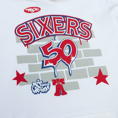 Philadelphia 76ers x Tats Cru Hardwood Classics Brick Pullover Hoodie White - Mitchell & Ness