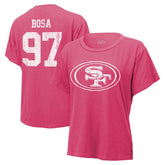 Nick Bosa San Francisco 49ers Majestic Threads Women's Name & Number T-Shirt - Pink T-shirts