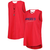 Los Angeles Angels DKNY Sport Women's Claire Fashion Tri-Blend Tank Top - Red Tanks