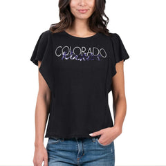 Colorado Rockies G-III 4Her by Carl Banks Women's Crowd Wave T-Shirt - Black T-shirts