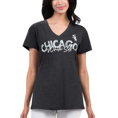 Chicago White Sox G-III 4Her by Carl Banks Women's Key Move V-Neck T-Shirt - Black T-shirts