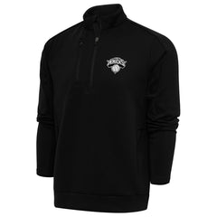 New York Knicks Antigua Metallic Logo Generation Quarter-Zip Top Black - New Era