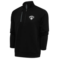 New York Knicks Antigua Metallic Logo Generation Quarter-Zip Top Black - New Era