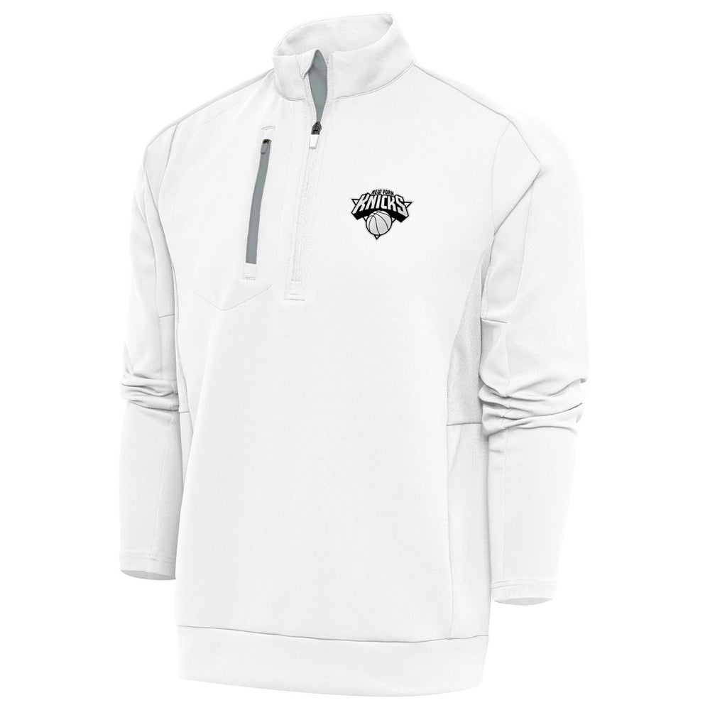 New York Knicks Antigua Metallic Logo Generation Quarter-Zip Top White - New Era