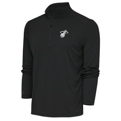 Miami Heat Antigua Metallic Logo Tribute Quarter-Zip Top Charcoal