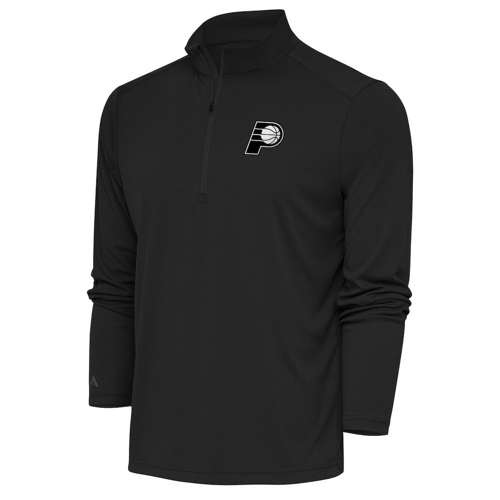 Indiana Pacers Antigua Metallic Logo Tribute Quarter-Zip Top Charcoal