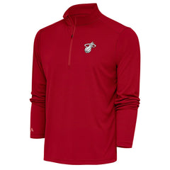 Miami Heat Antigua Metallic Logo Tribute Quarter-Zip Top Red