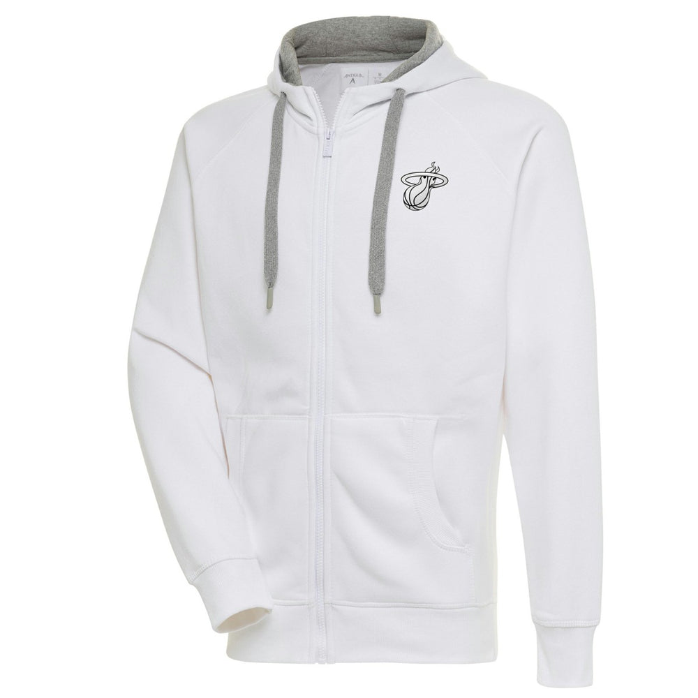Miami Heat Antigua Metallic Logo Victory Raglan Full-Zip Hoodie White