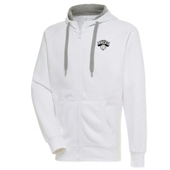 New York Knicks Antigua Metallic Logo Victory Raglan Full-Zip Hoodie White