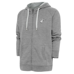 Miami Heat Antigua Metallic Logo Victory Raglan Full-Zip Hoodie Heather Gray outlet