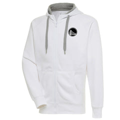 Golden State Warriors Antigua Metallic Logo Victory Raglan Full-Zip Hoodie White