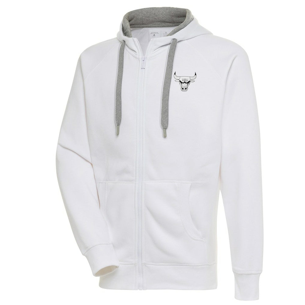 Chicago Bulls Antigua Metallic Logo Victory Raglan Full-Zip Hoodie White
