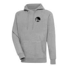 Golden State Warriors Antigua Metallic Logo Victory Raglan Pullover Hoodie Heather Gray