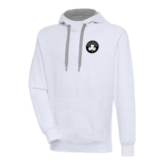 Boston Celtics Antigua Metallic Logo Victory Raglan Pullover Hoodie White