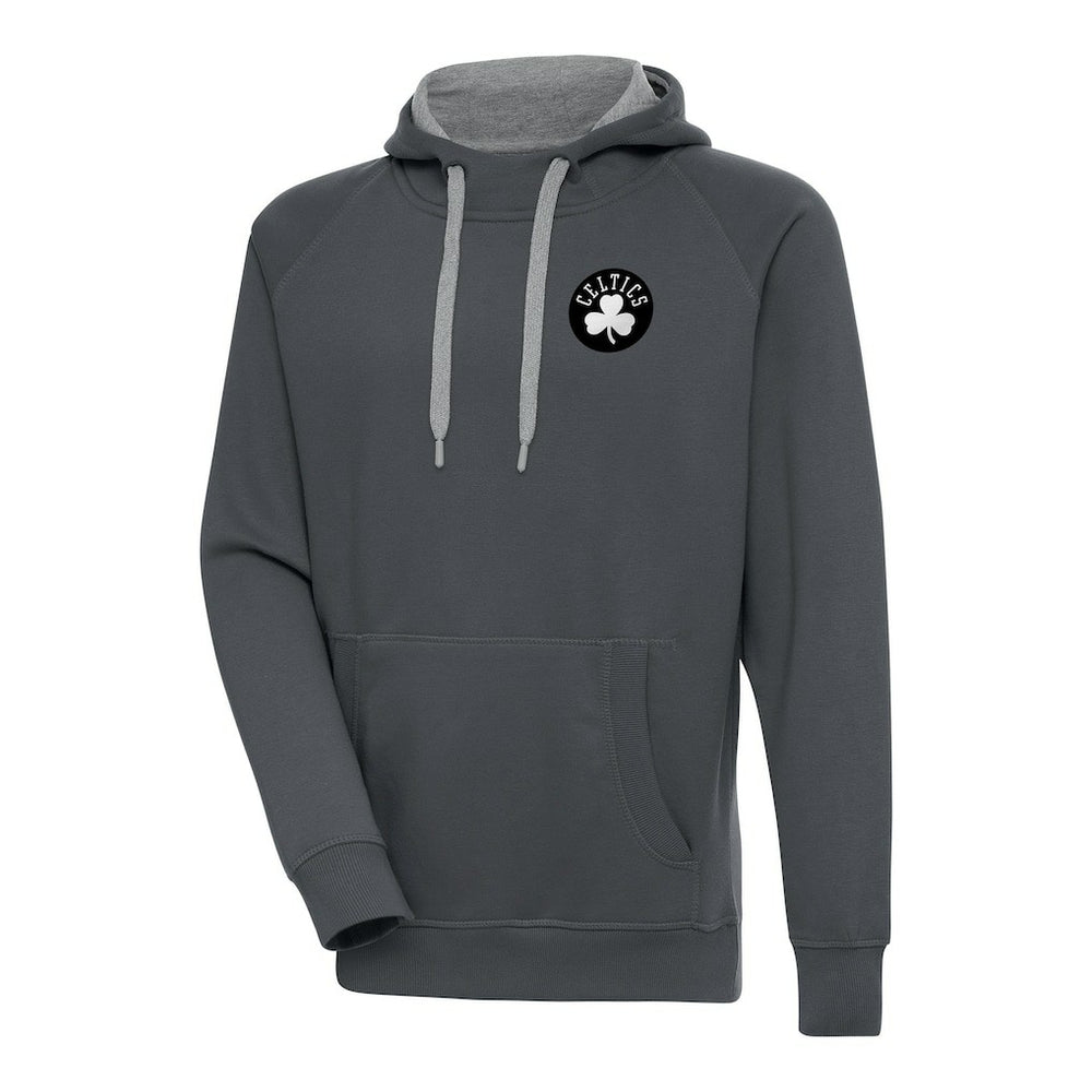 Boston Celtics Antigua Metallic Logo Victory Raglan Pullover Hoodie Charcoal outlet