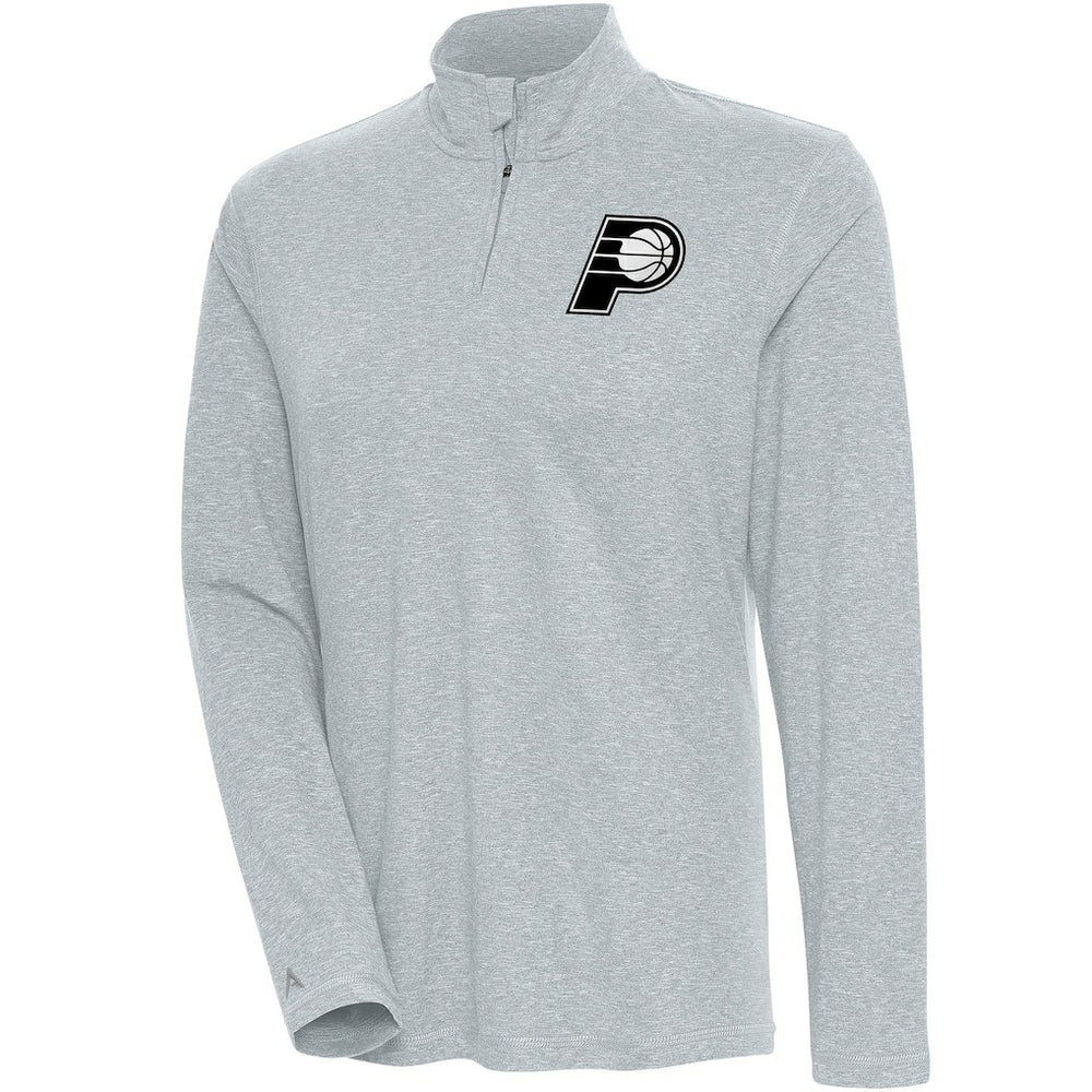 Indiana Pacers Antigua Women's Brushed Metallic Comfort Quarter-Zip Pullover Top - Heather Gray