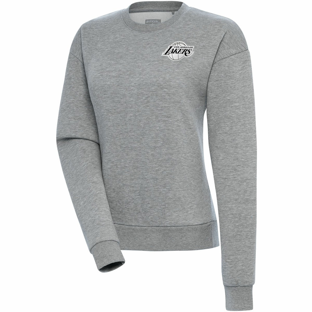Los Angeles Lakers Antigua Women's Brushed Metallic Victory Pullover Sweatshirt - Heather Gray