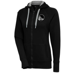 Golden State Warriors Antigua Women's Brushed Metallic Victory Full-Zip Hoodie - Black