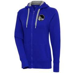 Golden State Warriors Antigua Women's Brushed Metallic Victory Full-Zip Hoodie - Royal