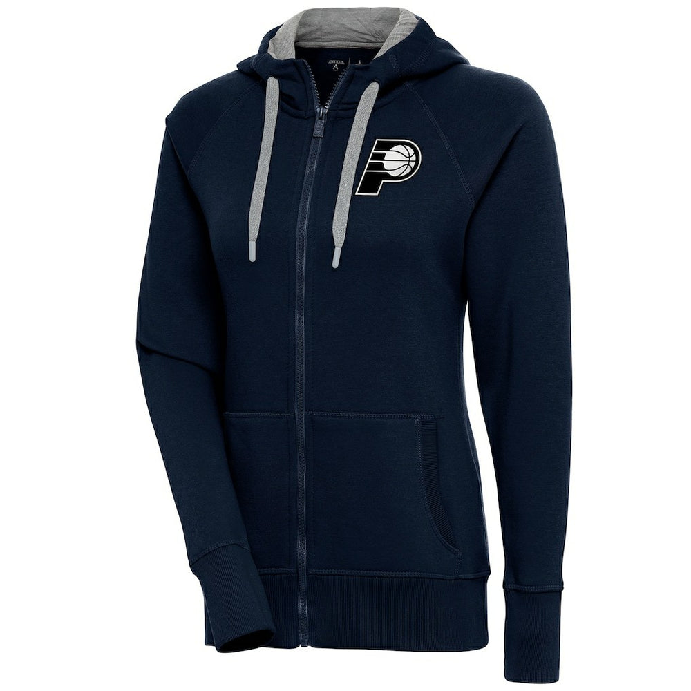 Indiana Pacers Antigua Women's Brushed Metallic Victory Full-Zip Hoodie - Navy