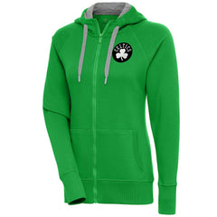 Boston Celtics Antigua Women's Brushed Metallic Victory Full-Zip Hoodie - Kelly Green
