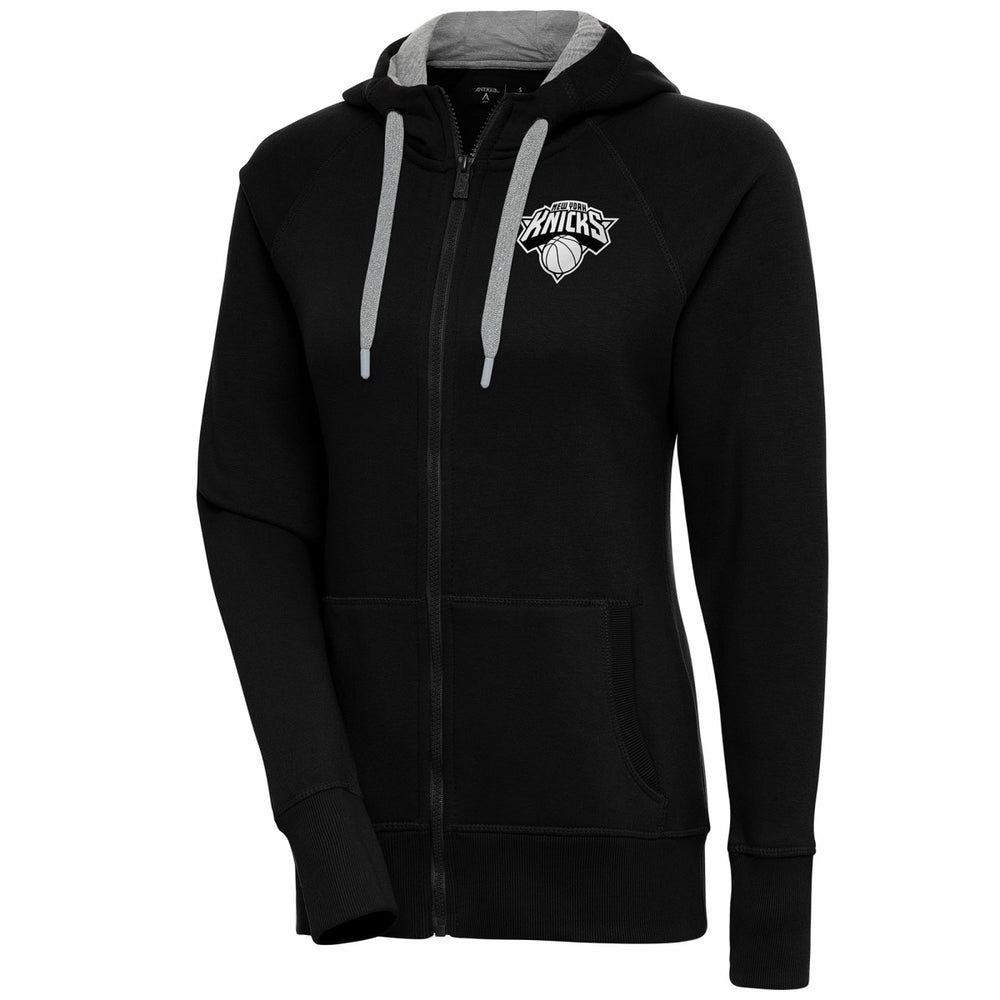 New York Knicks Antigua Women's Brushed Metallic Victory Full-Zip Hoodie - Black outlet